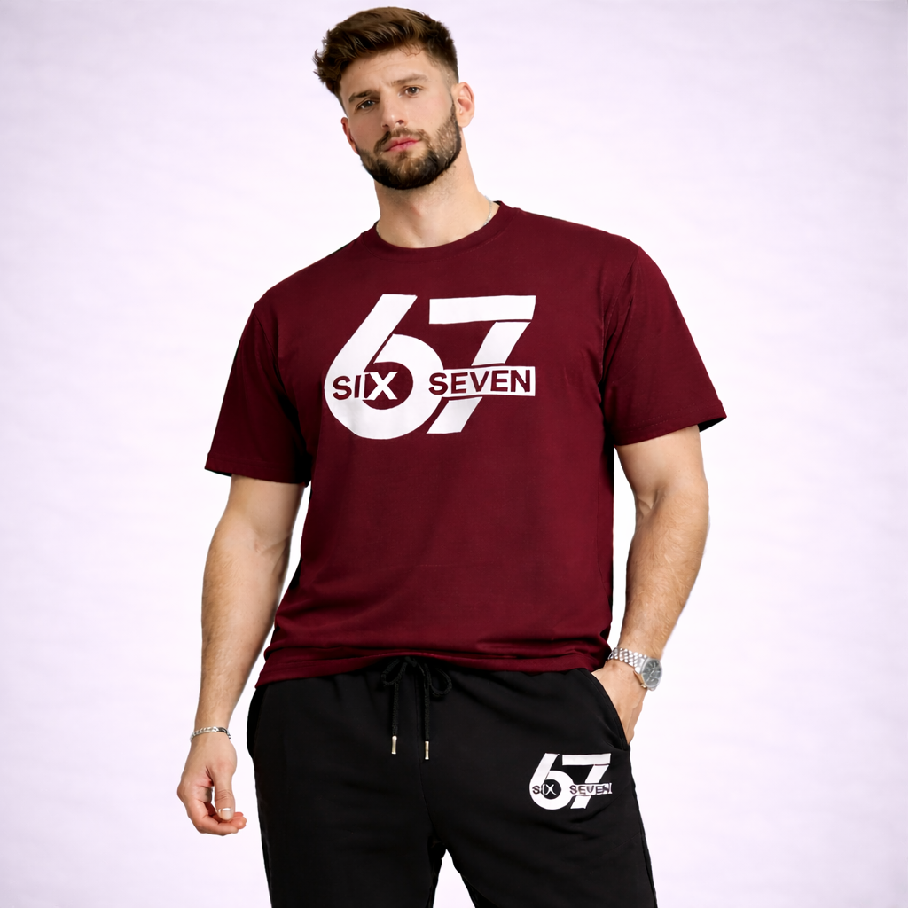 Men Printed Maroon Tracksuit For Men
