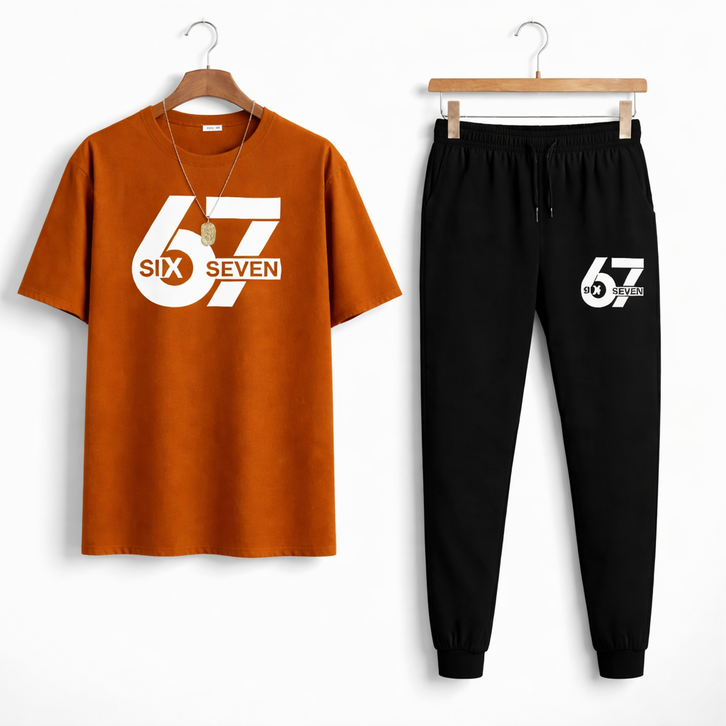 Men's Brown Printed 2-Piece Tracksuit For Men