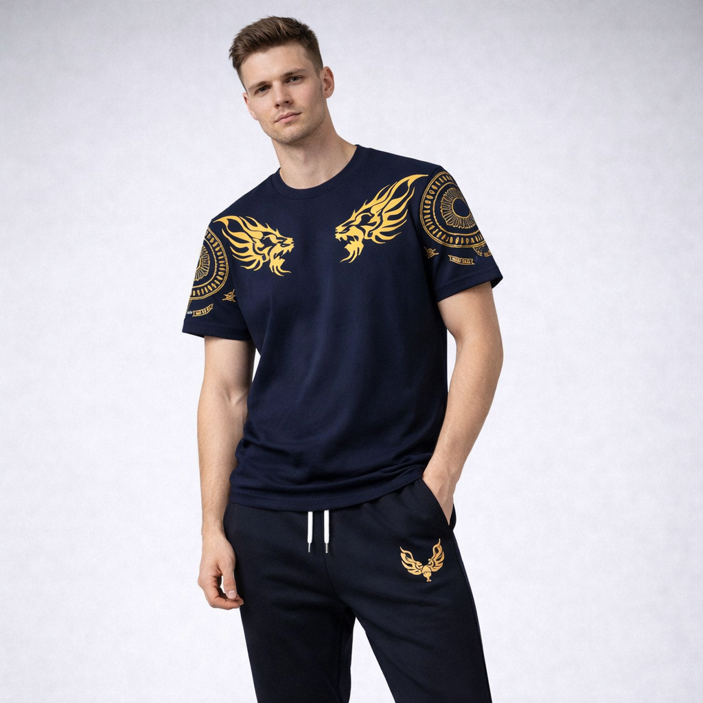Men Blue Lion Printed Tracksuit For Men